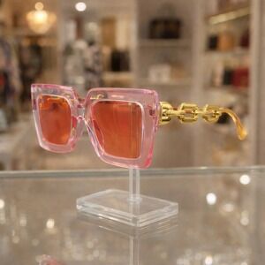 Sunglasses Women Pink & Gold Big Rectangle Luxury Vintage Shades UV400